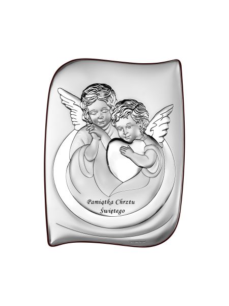 Obrazek Aniołki Z Sercem Pamiątka Chrztu Świętego 6519S/2, 7x10