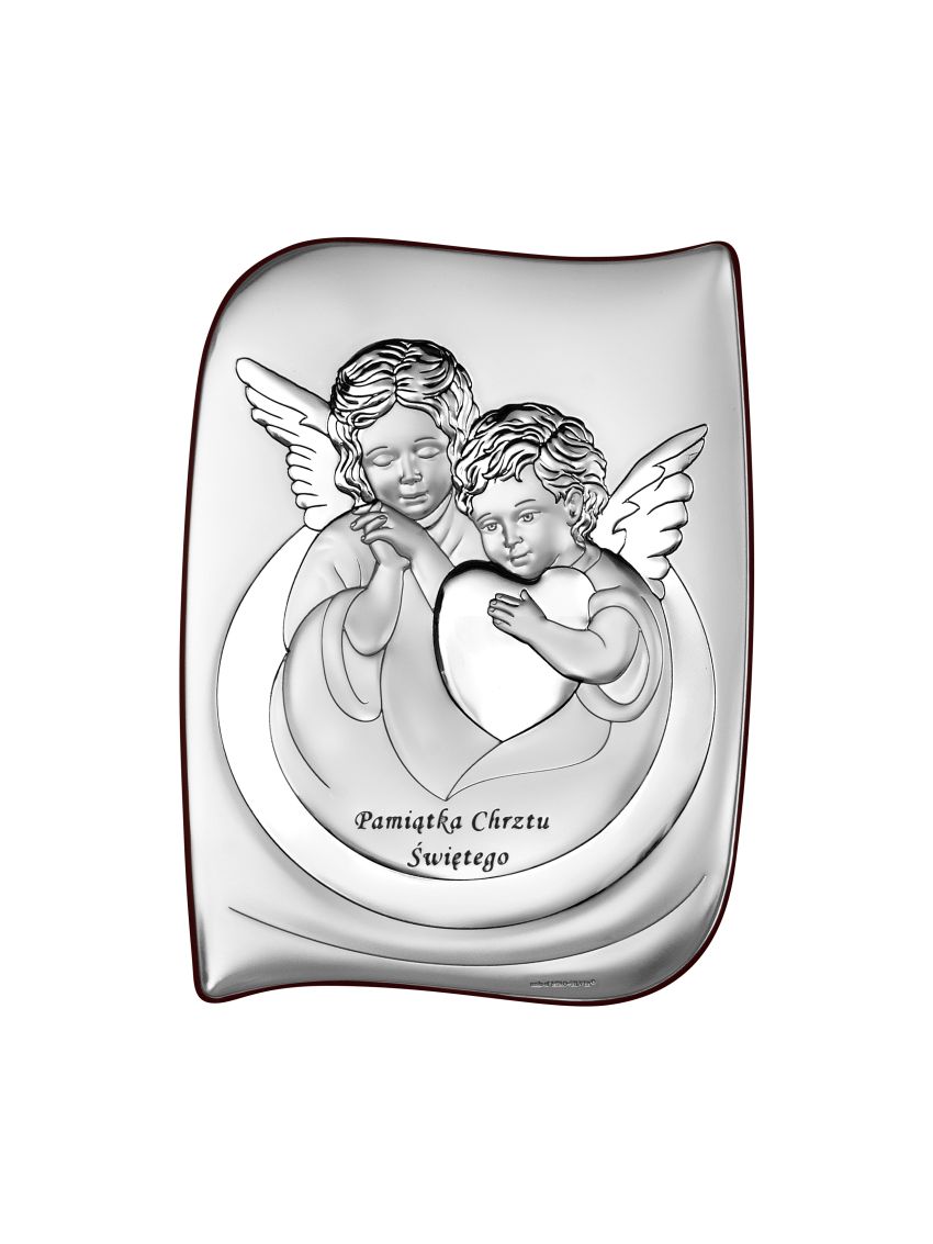 Obrazek Aniołki Z Sercem Pamiątka Chrztu Świętego 6519S/2, 7x10