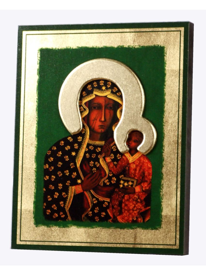 Ikona Złocona z nimbem Matka Boska Częstochowska IK D-03/N, 25x31