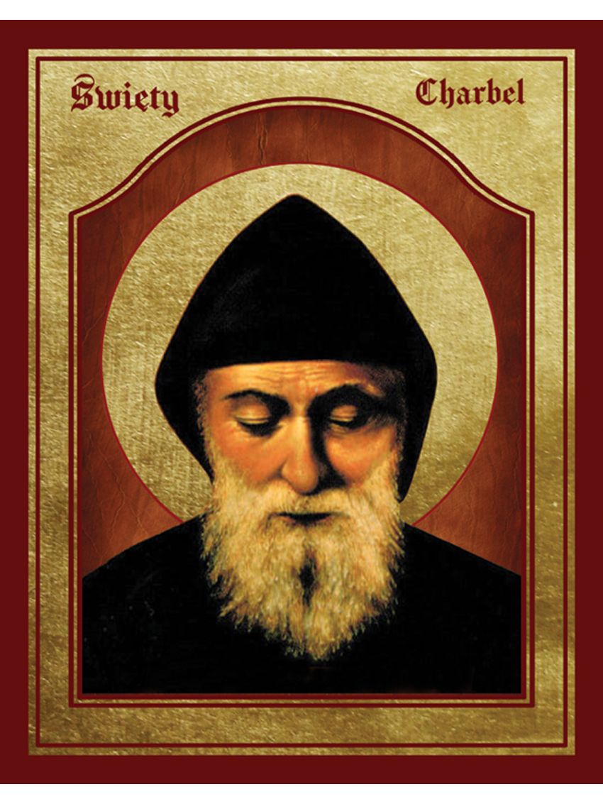 Ikona Złocona Święty Charbel IK C-23, 20x25